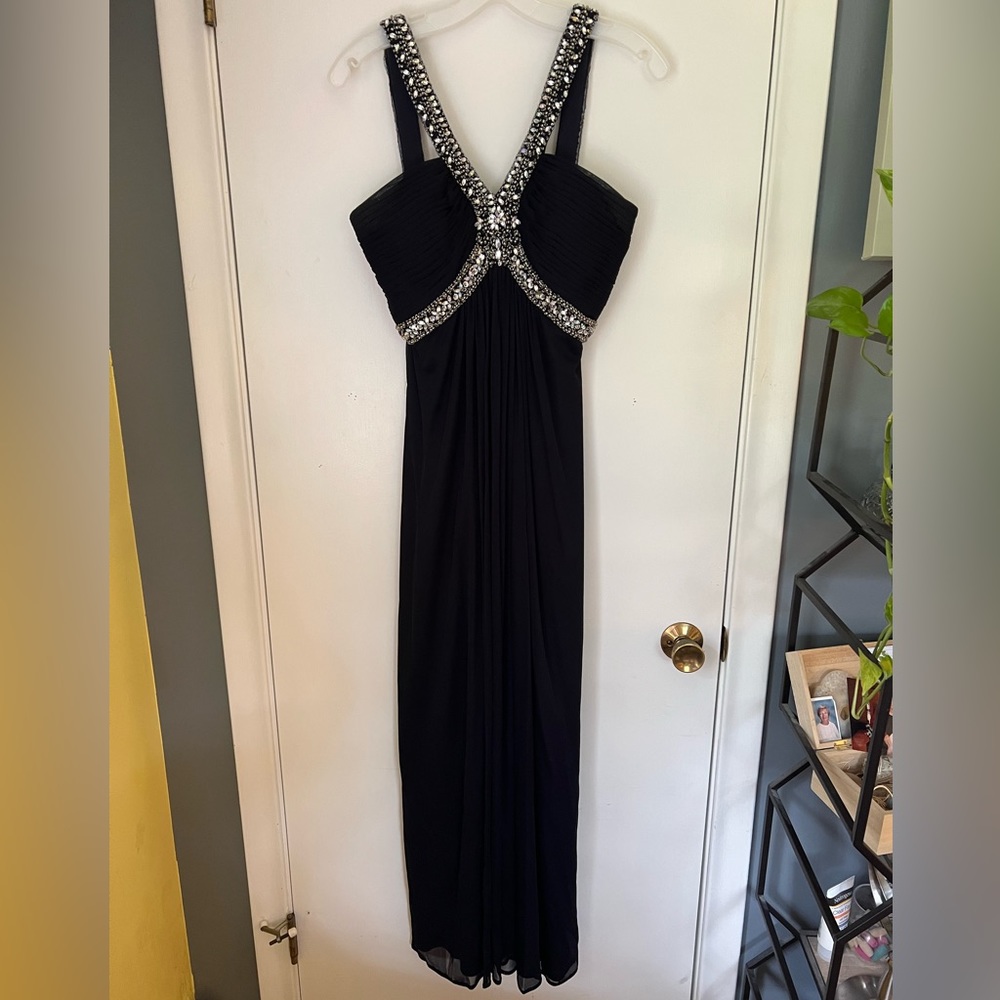 Xscape full length navy prom dress